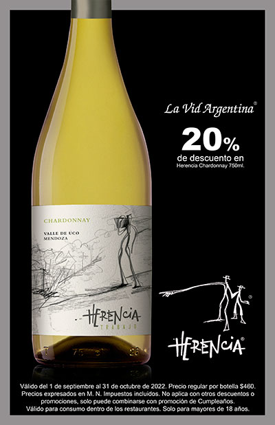 20% de descuento en Herencia Chardonnay 750ml